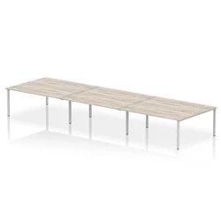 Image of Impulse Bench B2B 6 Person 1800 Silver Frame Desk Grey Oak