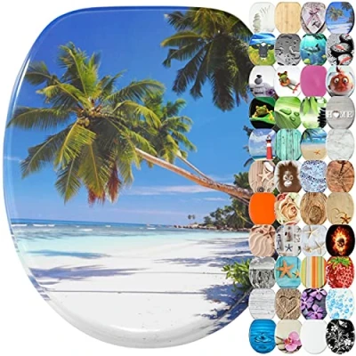 Image of Sanilo Toilet Seat, Wide Choice of Beautiful Seats, Stable Hinges, Easy to Mount (Caribbean)