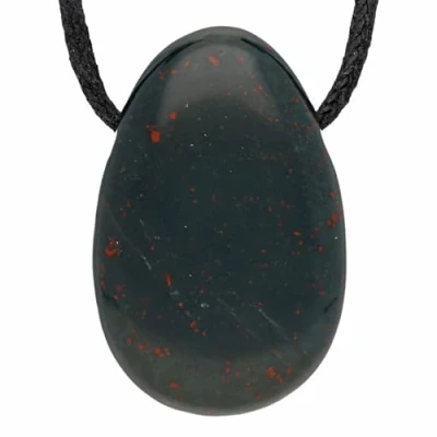 Image of Lebensquelle Plus Heliotrope Pendant Drop with Drilled Hole and Leather Strap, Green, 1.0 unit