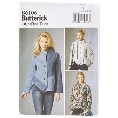 Image of Butterick Patterns 6106 ZZ Sizes Large 16 18/ Extra 20 22/ 24 26 Misses Jacket
