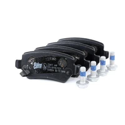 Image of 93193613 Brake pad set VALEO 598584 Rear Axle incl. wear warning contact with bolts/screws, anti squeak plate VAUXHALL: Astra Mk6, Mk5