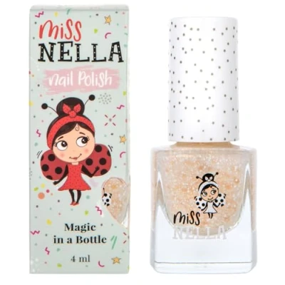 Image of Miss Nella If The Shoe Fits Safe Special gold Nail Polish with white glitters for Kids, Non Toxic &amp; Odour Free Formula Children and Toddlers, Water Based Easy Peel Off