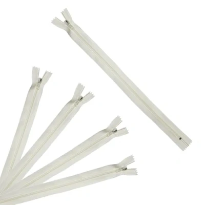 Image of Trimz 40cm ( 16inch) Cream one Way end Stop Zip with 4mm Teeth x 5 Pcs, Polyester, 40 cm