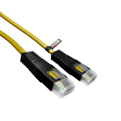 Image of rhinocables X Over Cat5e Ethernet Cable, RJ45 Twisted Pair Crossover Cable Network LAN Cat5 Patch Lead, Coloured Internet (2m, Yellow)