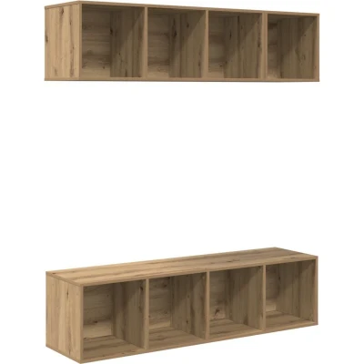 Image of TV Cabinet Set with Shelf Storage 3 pcs Artisan oak Engineered wood vidaXL