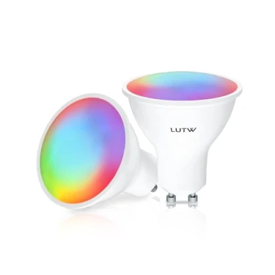 Image of LUTW GU10 Smart Bulb, RGBCW Colour Changing Alexa Light Bulbs GU10, 2.4GHz WiFi＆Bluetooth LED Dimmable, Compatible with and Google Home, 5W=40W, 2Pack