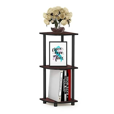 Image of Furinno Toolless Shelves, Wood, Dark Cherry/Black, one size, 3 Tier