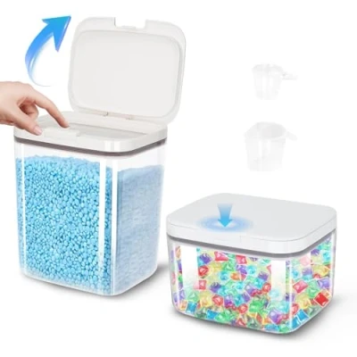 Image of sunal Laundry Pods Storage Container for Room Organization, 2.8L+5.5L Large Capacity Powder with Airtight Lid Powder, Detergent, Scent Booster