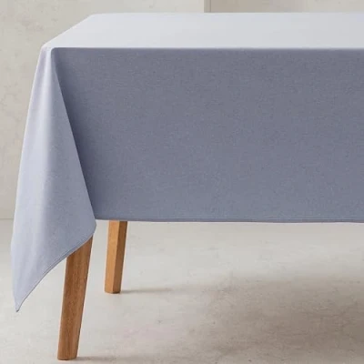 Image of GAMUSI Tablecloth Plain Fabric Organic Cotton Waterproof Stain Resistant Rectangular Light Blue 140 x 200 cm