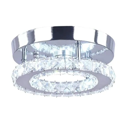 Image of Mini Crystal Chandelier LED Ceiling Light Pendant Fixture for Bedroom Hallway Chandelier,Crystal Light,Crystal Lamp,Cool White Lighting,Flush Mount