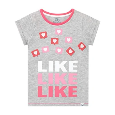 Image of Harry Bear Girls Trendy T Shirt Grey Age 6 to 7 Years