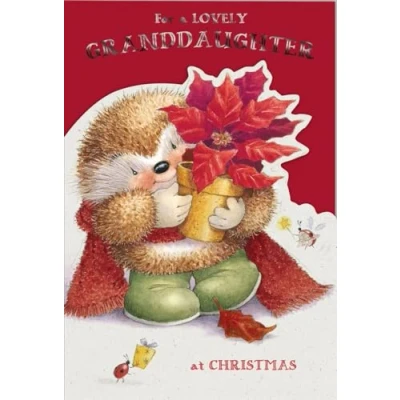 Image of Hallmark Country Companions Granddaughter Christmas Card For a Lovely at Hedgehog