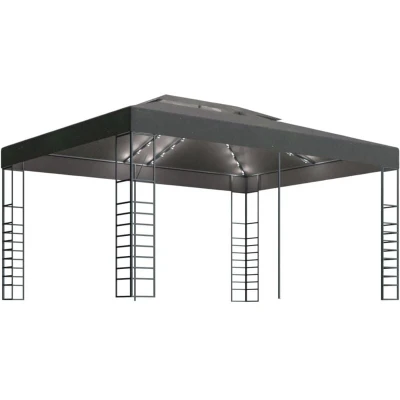 Image of vidaXL Gazebo with LED String Lights 3x4 m Anthracite