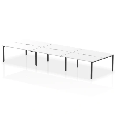 Image of Evolve Plus 1600mm B2B 6 Person Bench Desk White Top Black Frame