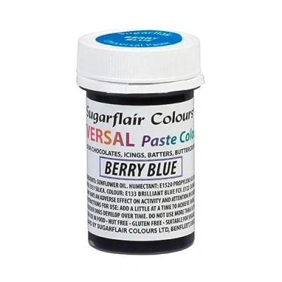 Image of Sugarflair Berry Blue Universal Paste Food Colouring Concentrated Colour for Of All Foods Including Cake Mix, Chocolate, Batter, Icing, Buttercream &amp; More 22g