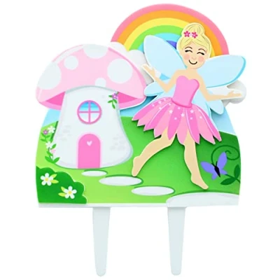 Image of Culpitt Fairy Garden Cake Topper, 3 Layer Gumpaste Decoration, Colourful Pink Food Safe For Magical Girls Birthday, 155 x 195mm, 21375, Multicolour