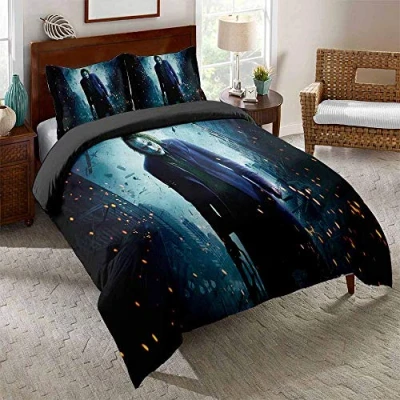 Image of EU VV The Joker Joseph Kerr Cotton Bedding Set Bed Skirt+2 Pillowcases+Duvet Cover (Single(135x200cm),Eric Border 02)