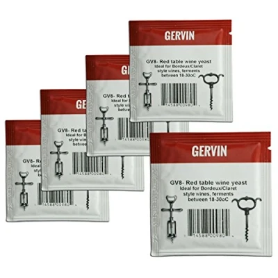 Image of 5X Gervin GV8 Wine Yeast 5g Red Table Like Bordeaux or Claret 5 23L