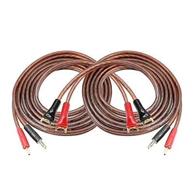 Image of MEIRIYFA HiFi OFC Speaker Cable with Banana Plug to Y Spade Plug, 4mm U Fork Wire Cord Jumper for Amplifier 2PCS (2M)
