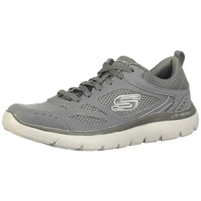 Image of Skechers Footwear Summits South Rim Mens Trainers, Charcoal Leather/Mesh/Trim, 12 UK