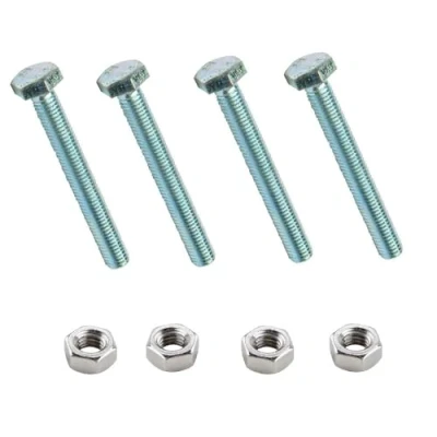 Image of Merriway BH02766 (4 Pcs) Steel Hex Head Bolts with Nuts M8 x 50mm Bright Zinc Plated Pack of 4 Pieces