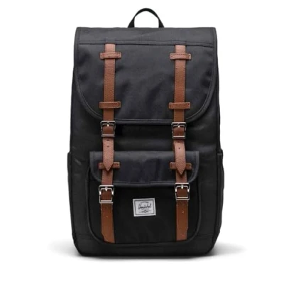 Image of Herschel Little America Mid Black Backpack, Black/White
