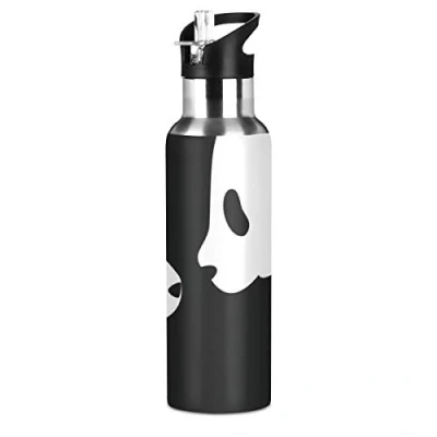 Image of JUMBEAR Water Bottle Acuum Insulated Stainless Steel Leakproof Wide Mouth Kettle with Straw Lid for Fitness Gym Outdoor Sports (Panda)
