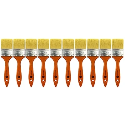 Image of 10 Pack Paint Brushes Ideal for Walls &amp; Ceilings, Brush Set with Synthetic Bristle Brush, Heavy Duty Gloss Fiberglass and Laminating (2 Inch)