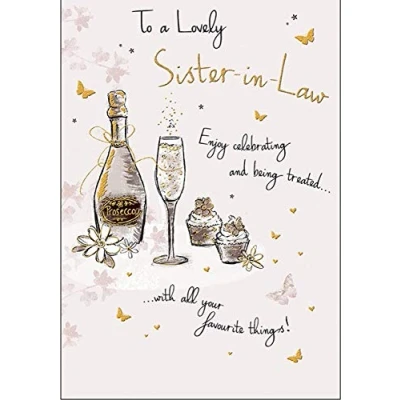 Image of Piccadilly Greetings Traditional Birthday Card Sister In Law,White, 7 x 5 inches