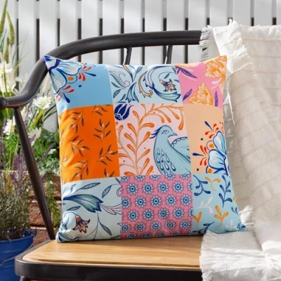 Image of furn. Azzar Floral Outdoor Filled Cushion Multicolour Size 43 cm x