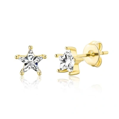Image of Philip Jones Gold Plated Star Earrings Created with Zircondia® Crystals