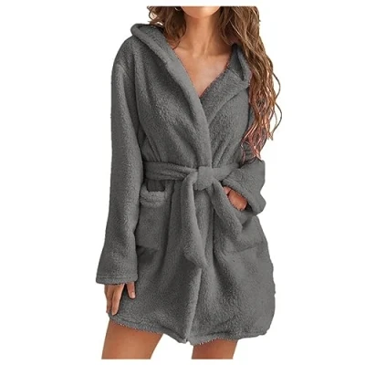 Image of uSecee Luxury Towel Bathrobe Soft 100% Cotton Terry Towelling Highly Absorbent Dressing Gown