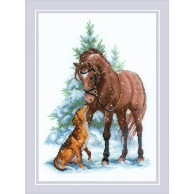 Image of RIOLIS Counted Cross Stitch Kit 8.25&quot;X11.75&quot; Hey Buddy! (18 Count)