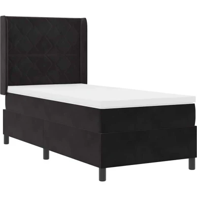 Image of vidaXL Box Spring Bed with Mattress &amp; LED Black 100x200 cm Velvet
