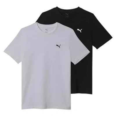 Image of Puma ESS LOGO TEE 2 PACK Basic Tshirt, Men&#039;s, Size: 4XL, White/black