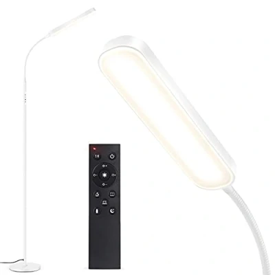 Image of OUTON LED Floor Lamp 15W 1500LM, Dimmable Adjustable Modern Standing with 4 Color Temperature, Remote &amp; Touch Control, 1 Hour Timer for Reading Living Room Bedroom Office Sewing (White)