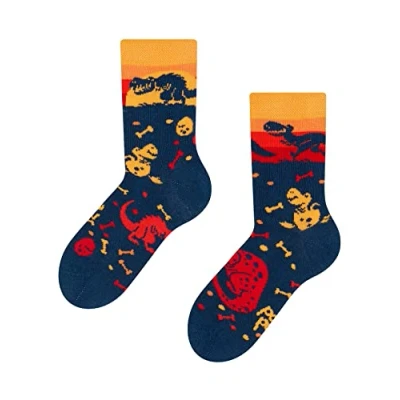 Image of Dedoles Unisex Socks for Women, Men &amp; Kids Cotton Funny Designs Football Bicycle Horses Plants Firefighter Gift Mismatched, Design: Jurassic World, Colour: Multicolour, Size: 12K 2 UK