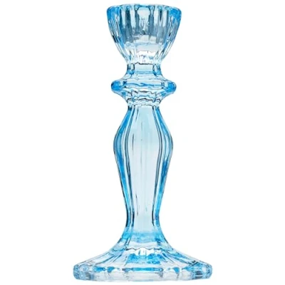 Image of Sky Blue Candlestick Holder Decorative Taper Candle Stand, Elegant Dinner Party Decorations, Easter Home Décor, Summer Birthday, Garden, Wedding, One Size, Made By Talking Tables
