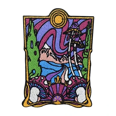 Image of Mushroom Land Iron on Patch Patches, Hippie Embroidery Patch, Goa Festival ironable Colorful Badges Finally Home