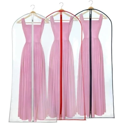 Image of Hangerworld 3 Clear 72 Inch Showerproof Wedding Bridesmaid Dress Ball Gown Garment Cover Bags
