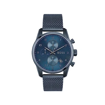 Image of BOSS Chronograph Quartz Watch for Men with Blue Stainless Steel mesh Bracelet 1513836