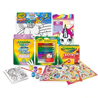 Image of CRAYOLA Unicorn colouring and set with stickers, creative activity gift for children, from 6 years, 7483