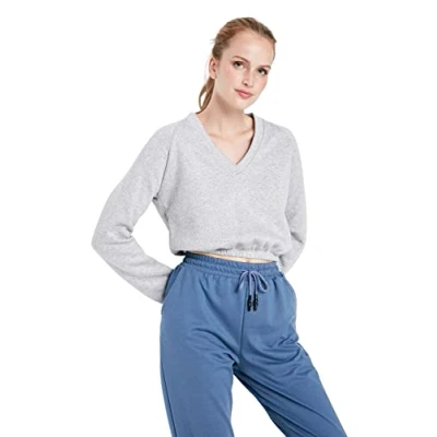 Image of Trendyol Women Slim Basic V Neck Knit Sweatshirt Grey