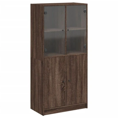 Image of vidaXL Highboard with Doors Brown Oak 68x37x142 cm Engineered Wood