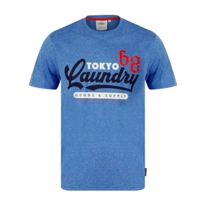 Image of Tokyo Laundry Men&#039;s &#039;Woodlands&#039; Vintage Retro Motif Jersey Grindle Crew Neck T Shirt Dazzling Blue