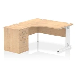 Image of Impulse 1400 LH Crescent Desk Cable Managed Leg Maple/White 600 DH Ped