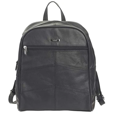 Image of Ladies/Womens Large Genuine Leather Backpack/Rucksack in Navy