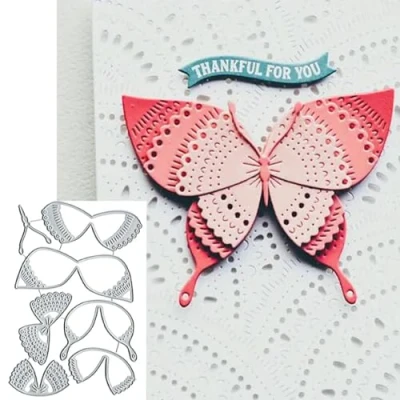 Image of Butterfly Lace Flower Metal Die Cuts,Lace Cutting Dies Cut Stencils DIY Scrapbooking Decorative Embossing Paper Card Making