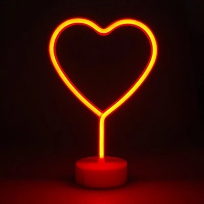 Image of simpa LED Novelty Neon Light HEART RED Choose from various designs &amp; colours Ideal for your home, office desk or as a gift USB power cable included. Uses 3 x AA Batteries Not Supplied