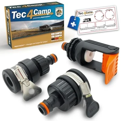 Image of MaJoCompTec® ALLCONNECT Universal Tap Connection Set, Adjustable Water for Outdoor without Thread, Motorhome, Caravan, Boat Adapter Set (Water Thief Set)
